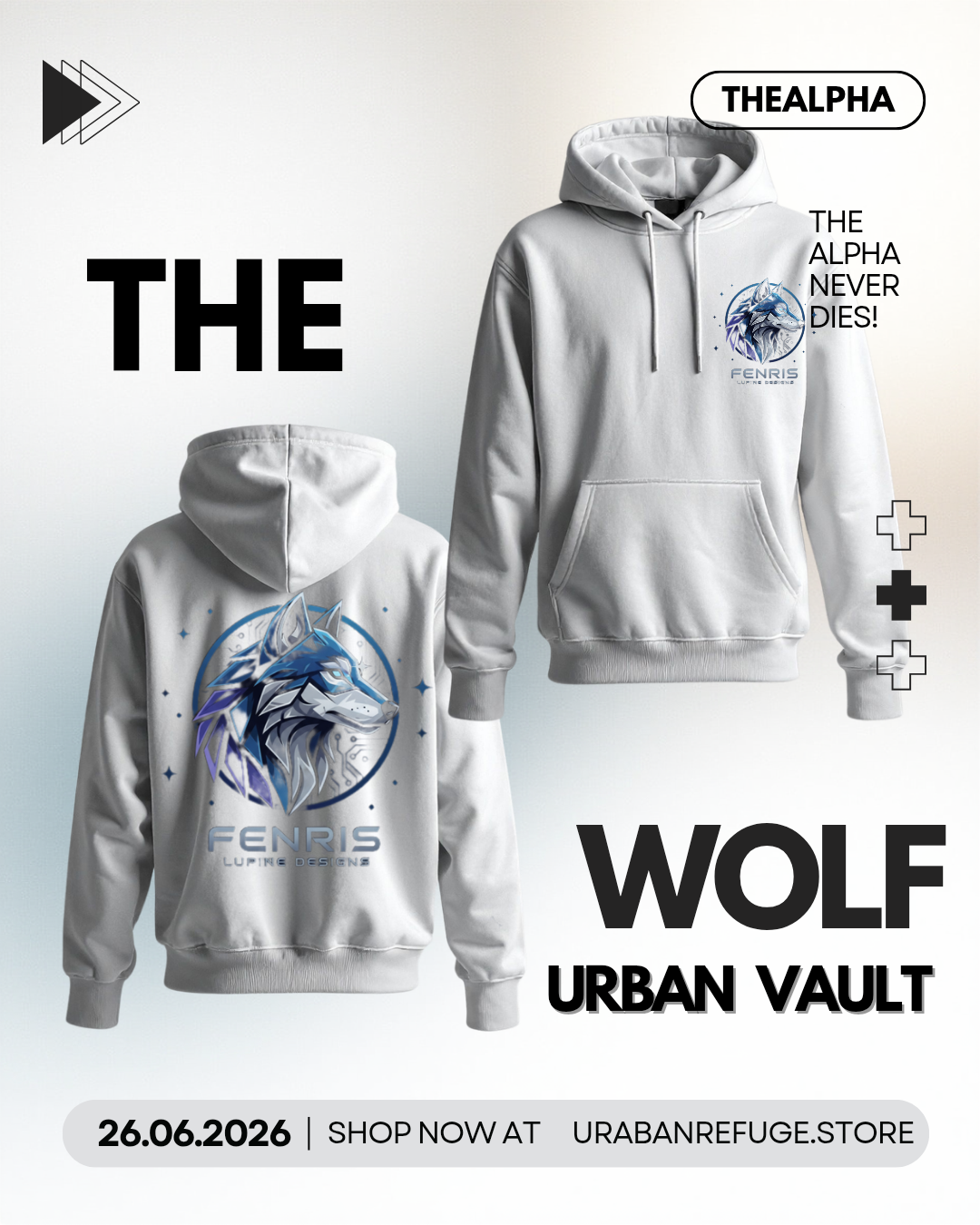OverSized Hoodie Wolf Arc! UrbanVault Non-Sweat Cloth