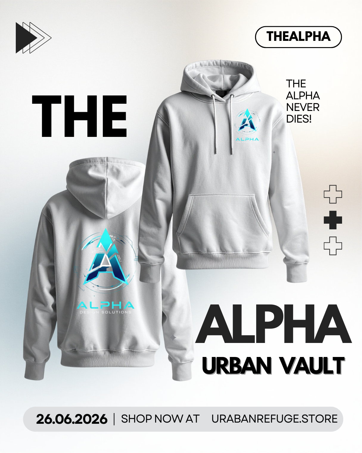 "TheAlpha" ZipperHoodie  ! UrbanVault Black
